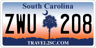 SC license plate ZWU208