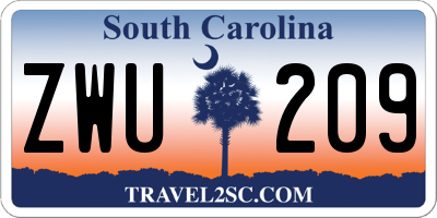 SC license plate ZWU209