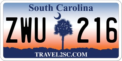 SC license plate ZWU216