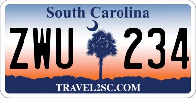 SC license plate ZWU234