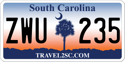 SC license plate ZWU235