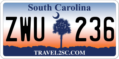 SC license plate ZWU236