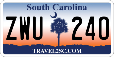 SC license plate ZWU240