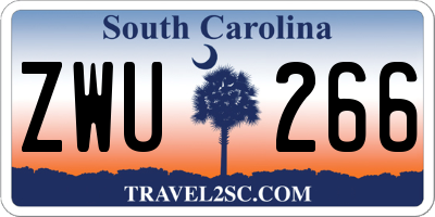 SC license plate ZWU266