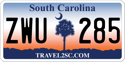 SC license plate ZWU285