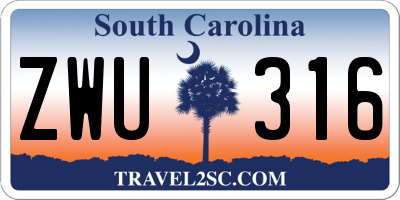SC license plate ZWU316