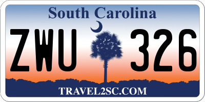 SC license plate ZWU326