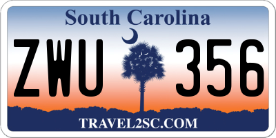 SC license plate ZWU356