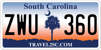SC license plate ZWU360