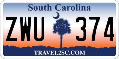 SC license plate ZWU374