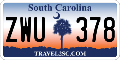 SC license plate ZWU378