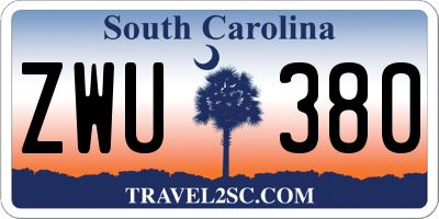SC license plate ZWU380