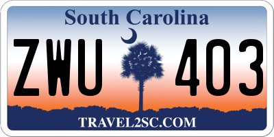 SC license plate ZWU403