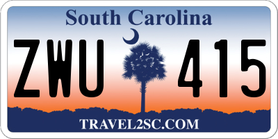 SC license plate ZWU415
