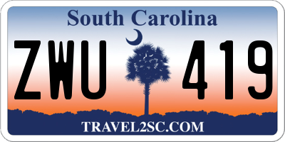 SC license plate ZWU419