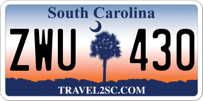 SC license plate ZWU430