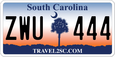 SC license plate ZWU444