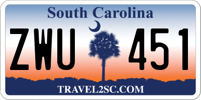 SC license plate ZWU451