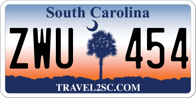 SC license plate ZWU454