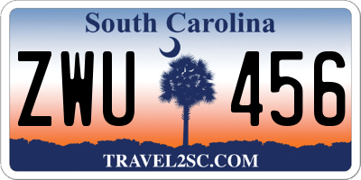 SC license plate ZWU456