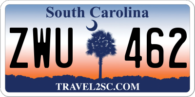 SC license plate ZWU462