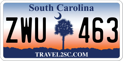 SC license plate ZWU463