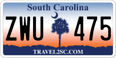 SC license plate ZWU475