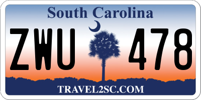 SC license plate ZWU478