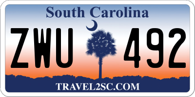 SC license plate ZWU492