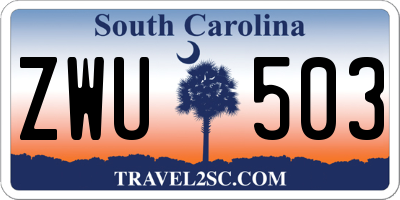 SC license plate ZWU503