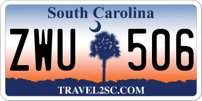 SC license plate ZWU506