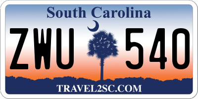 SC license plate ZWU540