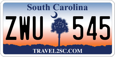 SC license plate ZWU545
