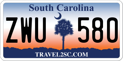SC license plate ZWU580