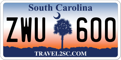 SC license plate ZWU600