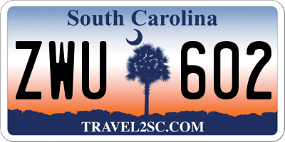 SC license plate ZWU602