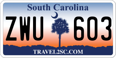 SC license plate ZWU603