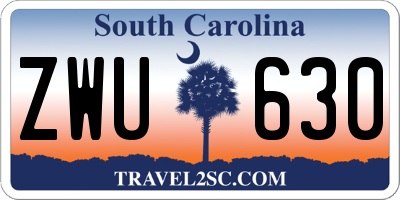 SC license plate ZWU630