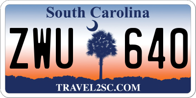 SC license plate ZWU640