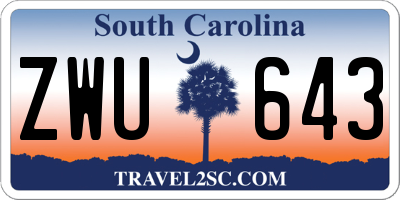 SC license plate ZWU643