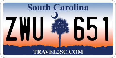 SC license plate ZWU651