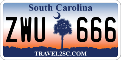 SC license plate ZWU666