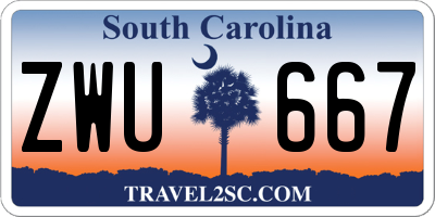 SC license plate ZWU667