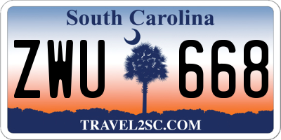 SC license plate ZWU668