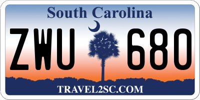 SC license plate ZWU680