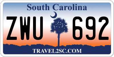 SC license plate ZWU692