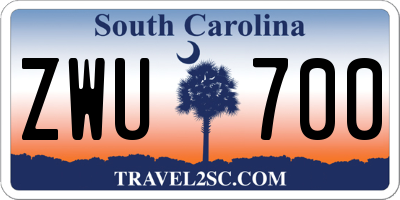 SC license plate ZWU700