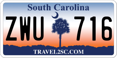 SC license plate ZWU716