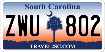 SC license plate ZWU802