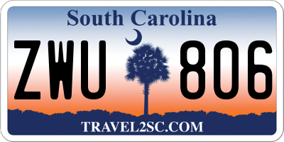 SC license plate ZWU806
